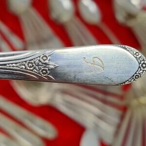 53 Pc Silverplate Art Deco 1938 WM Rogers Mary Lou-Devonshire Flatware Vintage